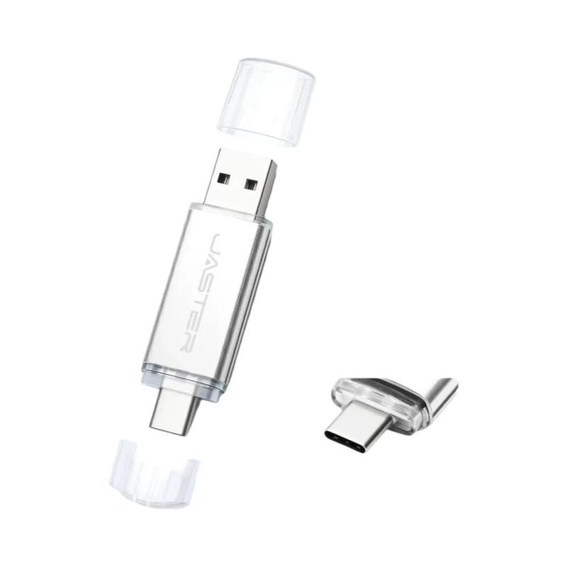 Флеш-накопитель JASTER 8 ГБ USB-A + USB Type-C Silver