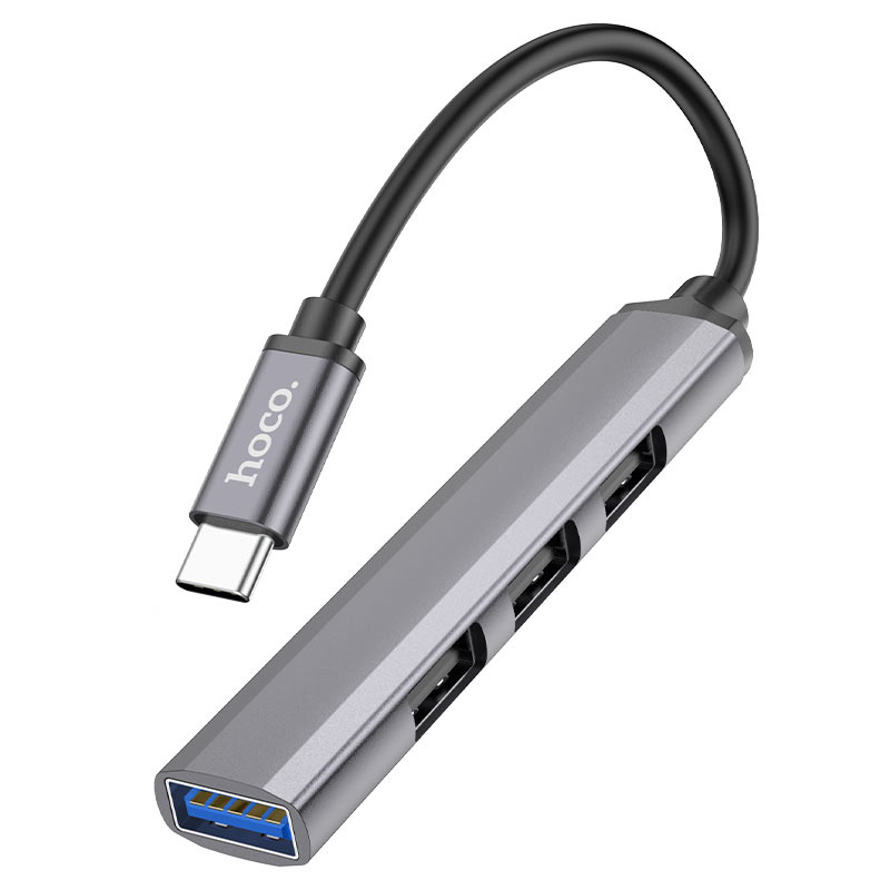 USB-C хаб Hoco HB26 4-в-1 Grey (серый) USB-C хаб Hoco HB26 4-в-1 Grey (серый)