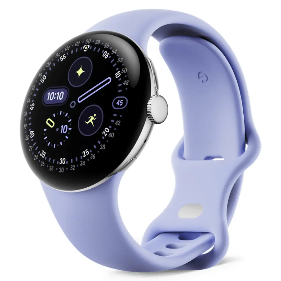 Google Pixel Watch 4 41mm Polished Silver / Iris Active Band (серебристые / фиолетовый ремешок)