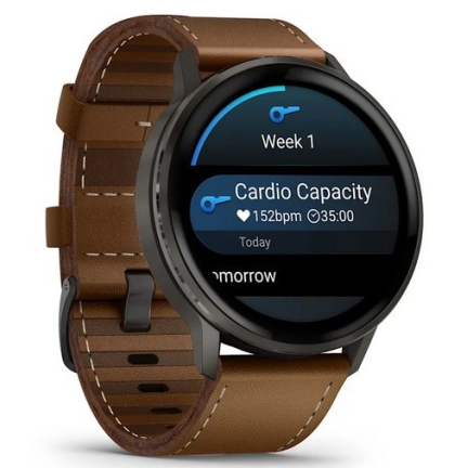 Garmin Venu 4 45mm Slate Black Leather Brown 010-03014-03 Garmin Venu 4 45mm Slate Black Leather Brown 010-03014-03
