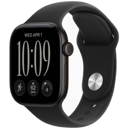 Apple Watch (Series 12) 42mm Black Black Sport Band S/M (MJEA4)