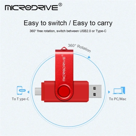 Флеш-накопитель MicroDrive 8 ГБ USB-A + USB Type-C White