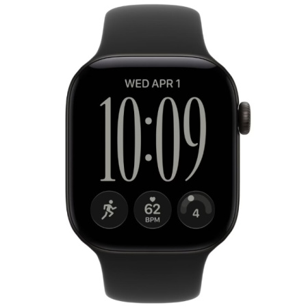 Apple Watch (Series 12) 42mm Black Black Sport Band S/M (MJEA4)