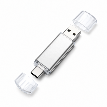 Флеш-накопитель JASTER 8 ГБ USB-A + USB Type-C Silver Флеш-накопитель JASTER 8 ГБ USB-A + USB Type-C Silver
