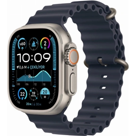 Apple Watch Ultra 2 (2024) 49mm Natural Titanium Case with Navy Ocean Band